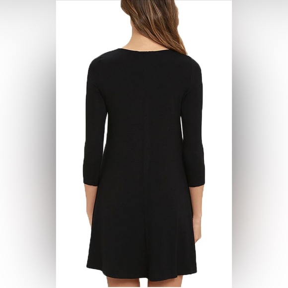 VIISHOW Womens Round Neck 3/4 Sleeves A-line Casual Tshirt Dress with Pocket - Picture 3 of 6